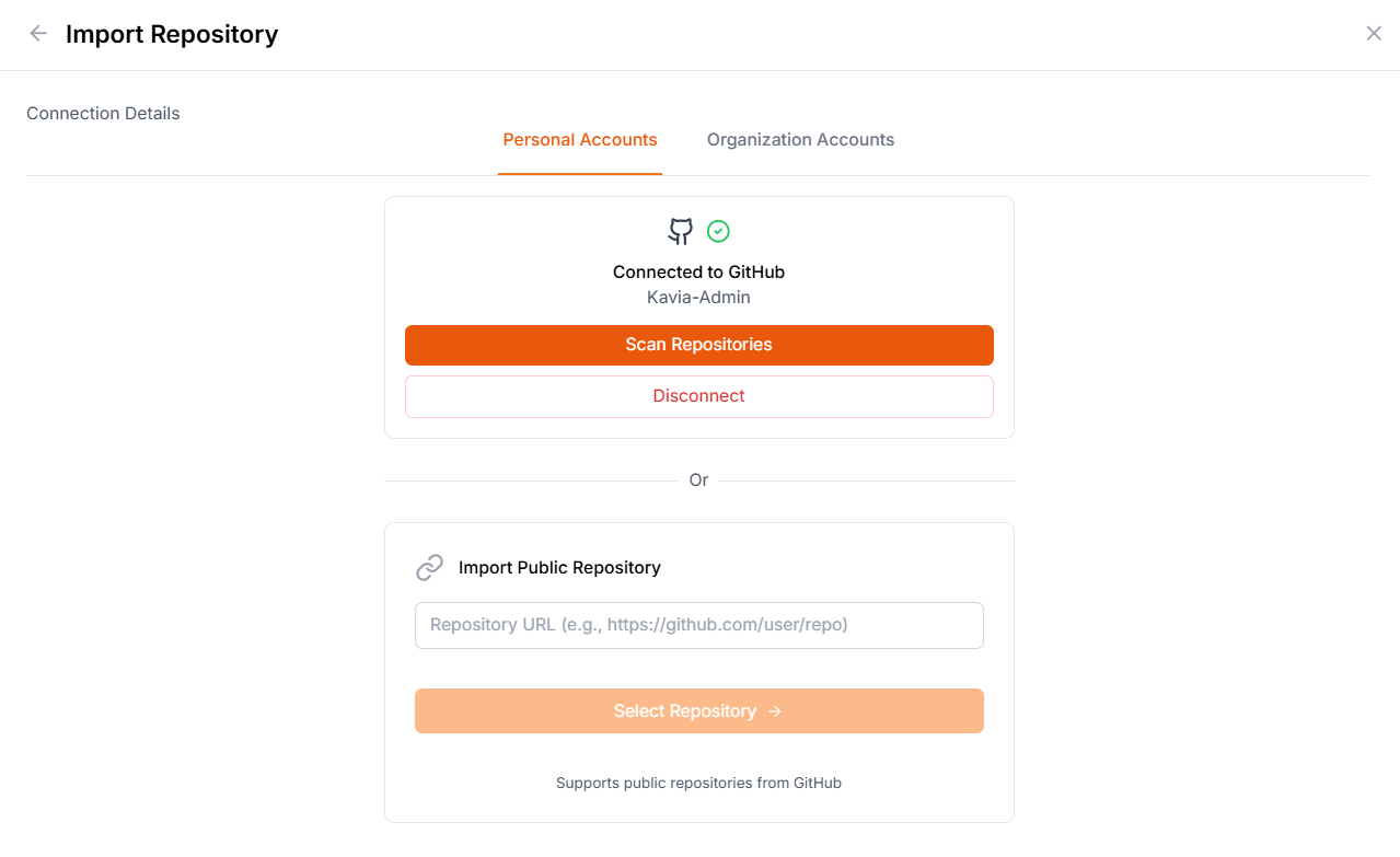Import Project Interface