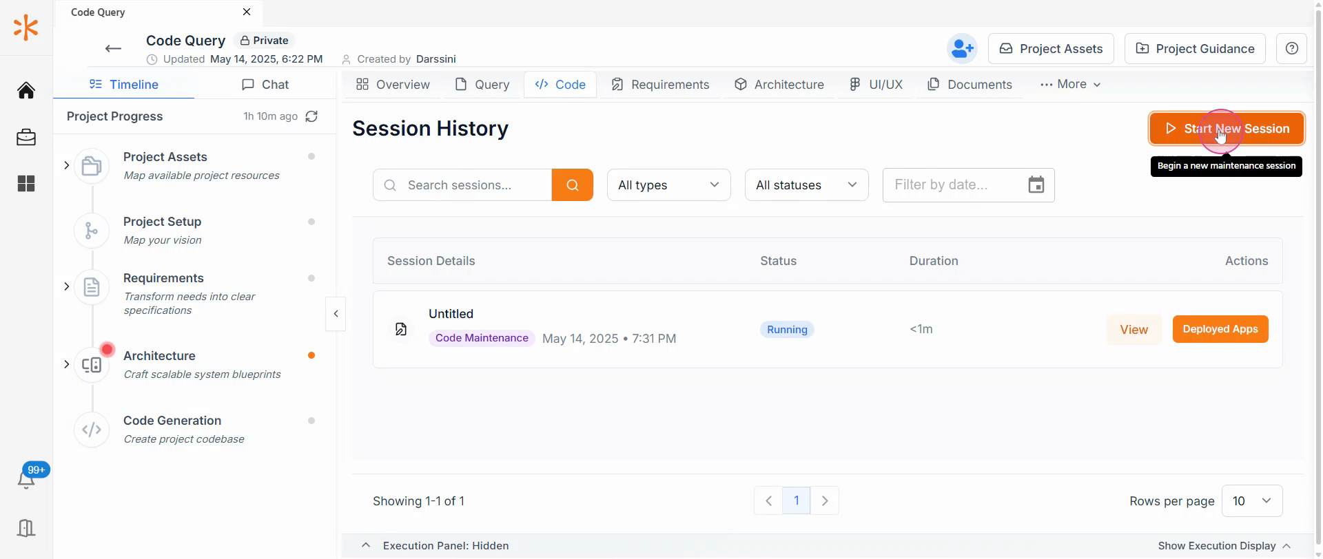 Illustration for Step 3: Click on Start new session.